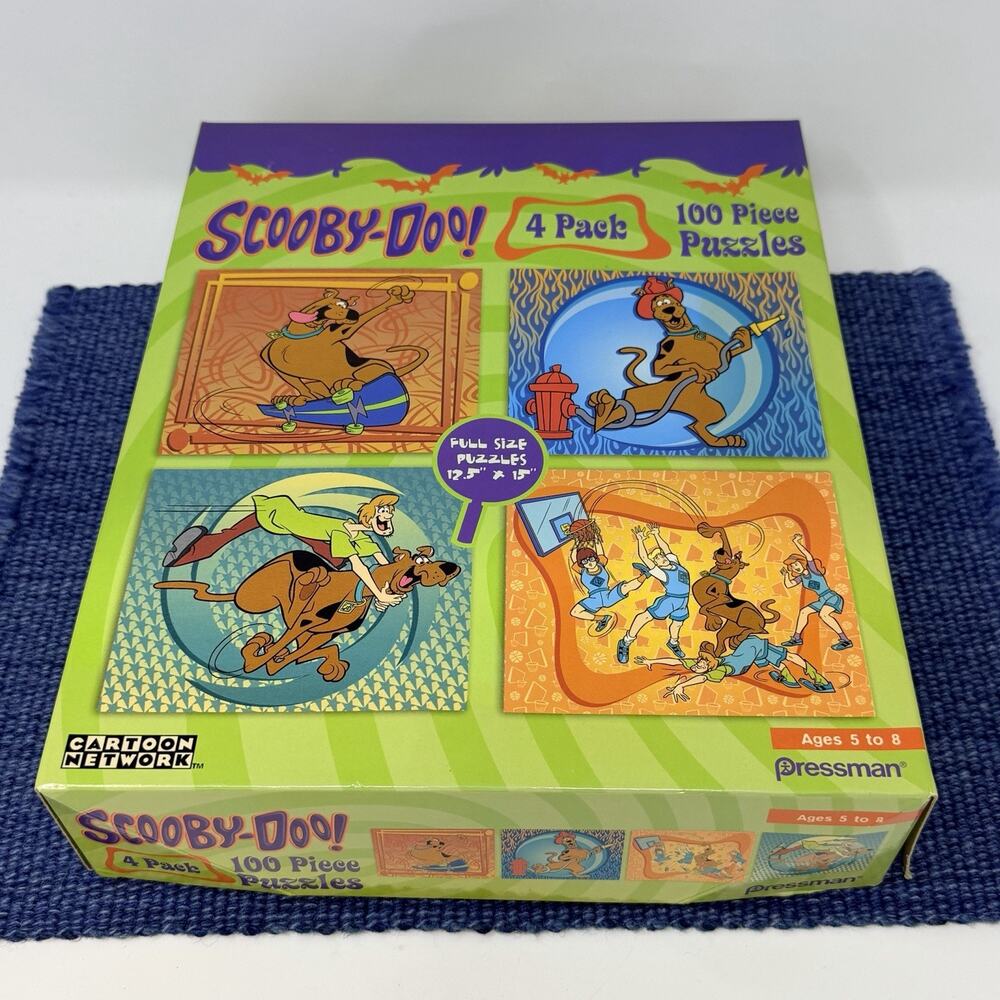 Vintage 2004 Scooby Doo 4 In 1 100 Piece Puzzles Set New